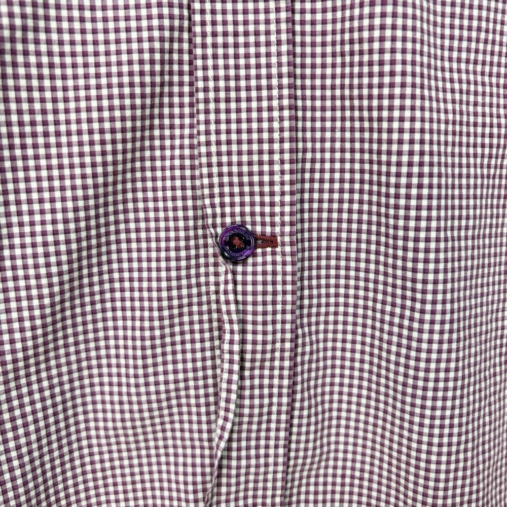 Burberry Brit Button Down Shirt Mens XL Burgundy Gingham Embroidered Logo Pocket - Picture 4 of 16